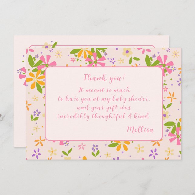 Invitación Boho Wildflower Baby Shower (Anverso / Reverso)