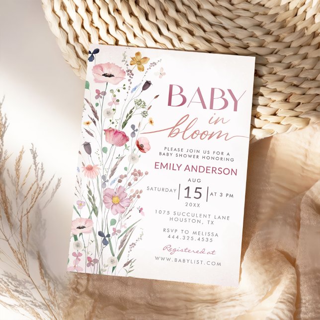 Invitación Boho Wildflower Baby Shower (Subido por el creador)