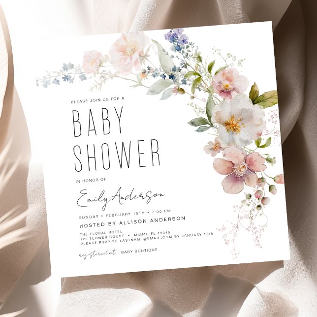 Invitación Boho Wildflower Baby Shower Elegant Modern (Subido por el creador)