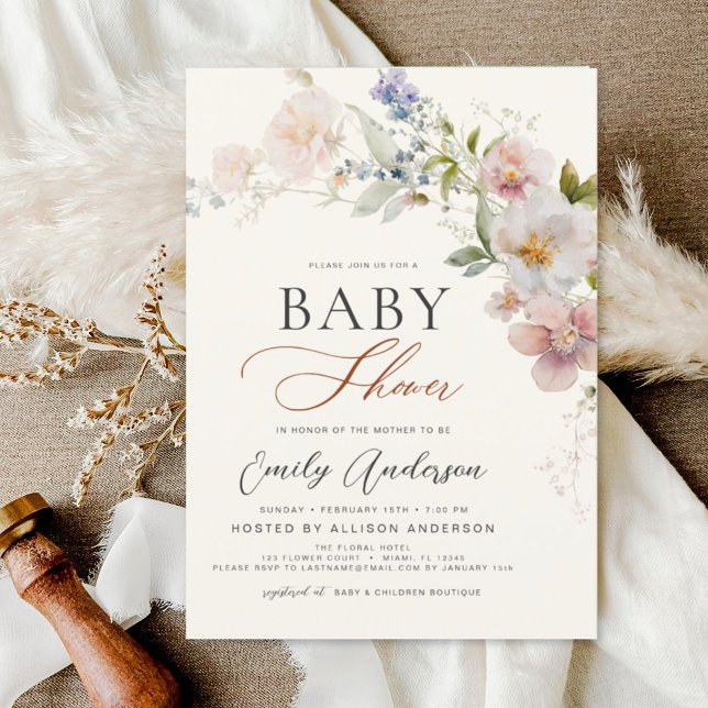 Invitación Boho Wildflower Baby Shower Garden (Subido por el creador)