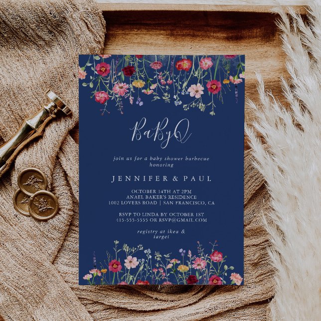 Invitación Boho Wildflower BabyQ Baby Shower Barbecue (Subido por el creador)