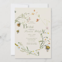 Boho Wildflower Bee Beige Bridal Shower
