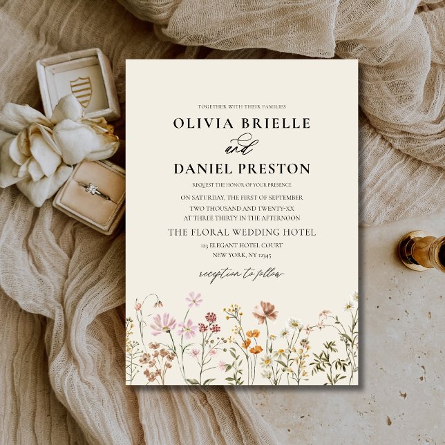 Invitación Boho Wildflower Beige Jardín Boda (Subido por el creador)