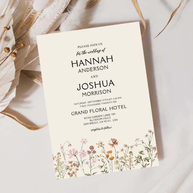 Invitación Boho Wildflower Beige Jardín Boda (Subido por el creador)