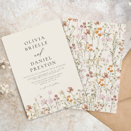 Invitación Boho Wildflower Beige Jardín Boda