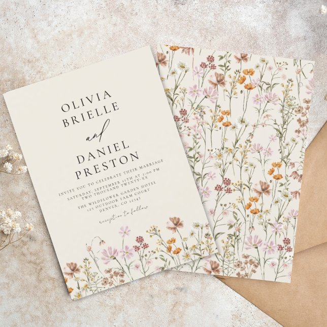 Invitación Boho Wildflower Beige Jardín Boda (Subido por el creador)