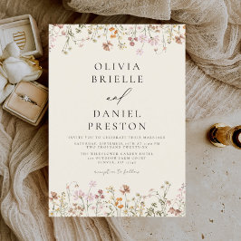 Invitación Boho Wildflower Beige Jardín Boda