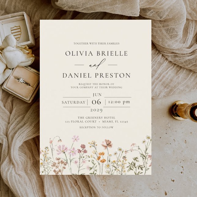 Invitación Boho Wildflower Beige Jardín Boda (Subido por el creador)