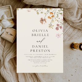 Invitación Boho Wildflower Beige Jardín Boda