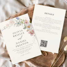 Boho Wildflower Beige todo en un Boda de código QR
