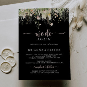 Invitación Boho Wildflower Black Volvemos a prometer renovaci