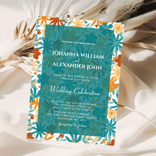 Invitación Boho Wildflower & Blue Floral Photo Boda