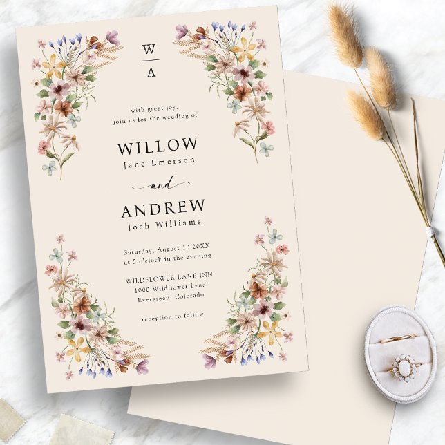 Invitación Boho Wildflower Boda (Boho Wildflower Wedding Invitation
)