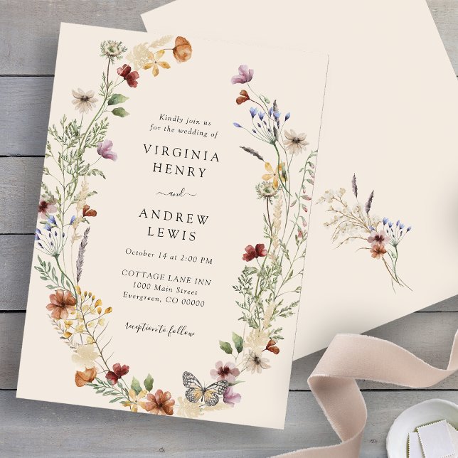 Invitación Boho Wildflower Boda (Boho Wildflower Wedding Invitation
)