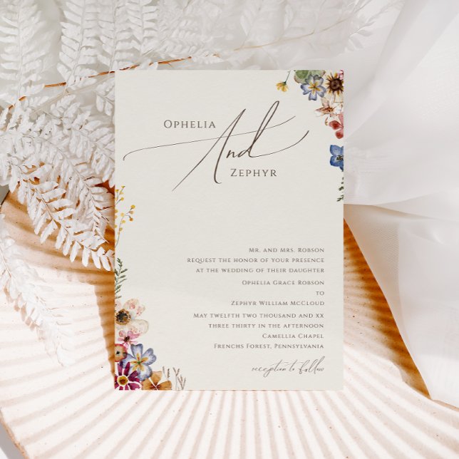 Invitación boho Wildflower | Boda de jardín tradicional beige (Subido por el creador)