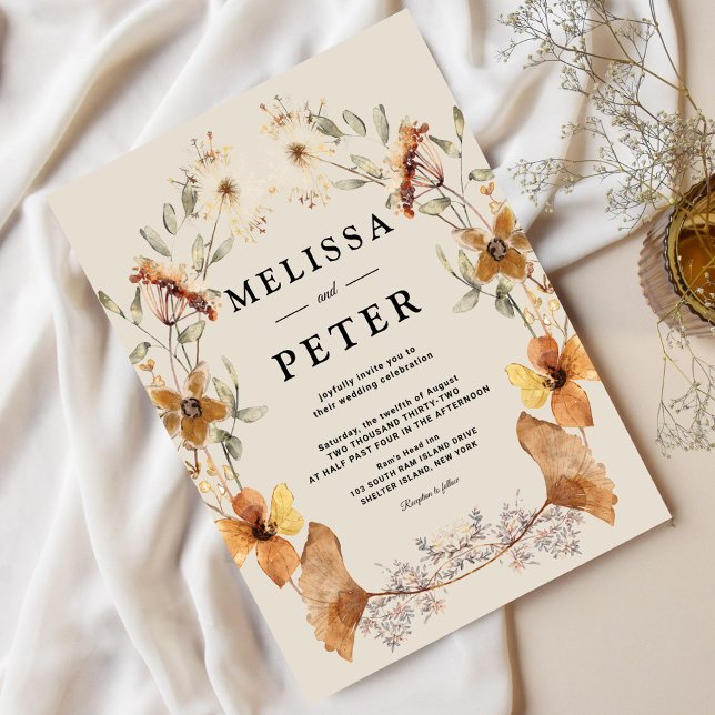 Invitación Boho Wildflower Boda del arco floral otoñal (Subido por el creador)