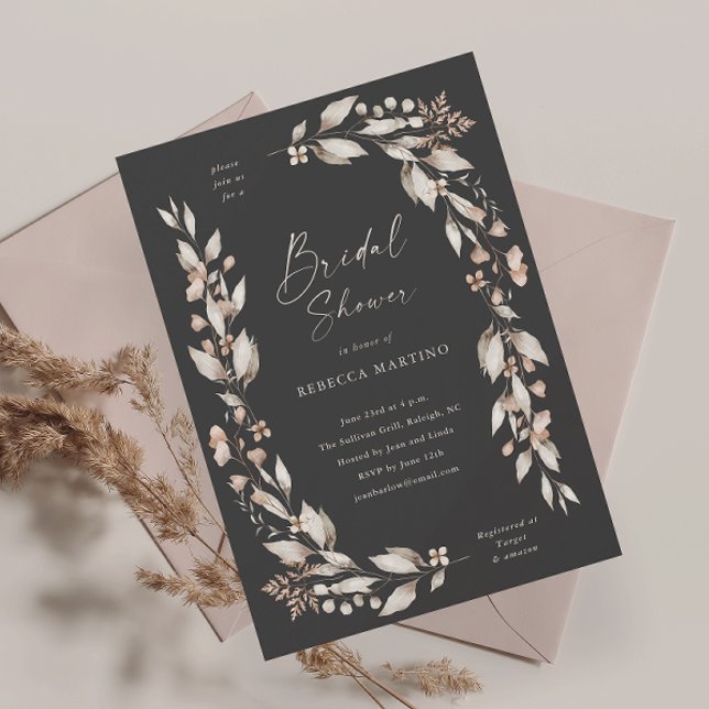 Invitación Boho Wildflower Boda Floral Bridal Shower (Boho wildflower floral elegant wedding bridal shower invitation.)
