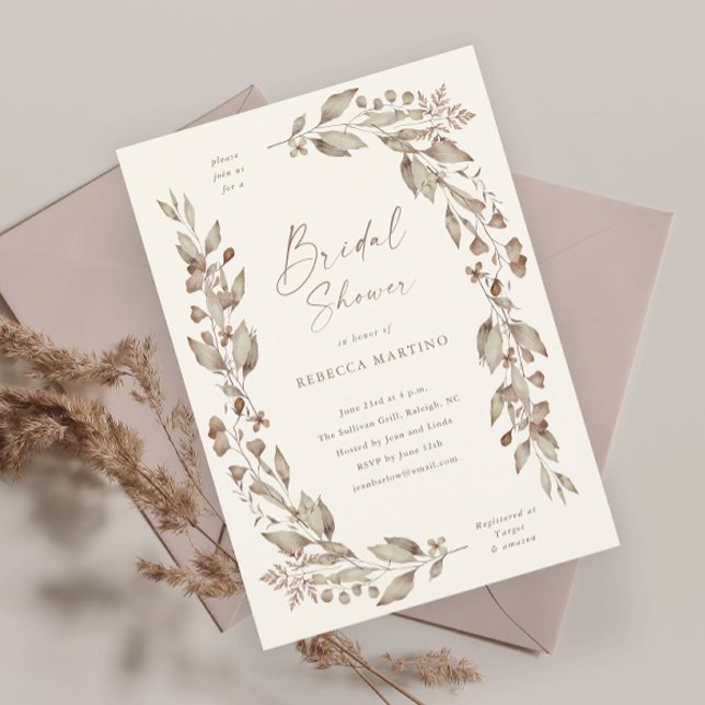 Invitación Boho Wildflower Boda Floral Bridal Shower (Boho wildflower floral elegant ivory wedding bridal shower invitation.)