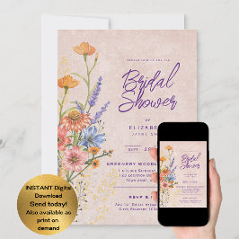 Invitación Boho Wildflower Bridal, Baby Shower, Cumpleaños AN