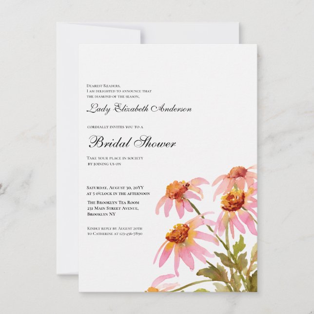 Invitación Boho Wildflower Bridal Shower (Anverso)