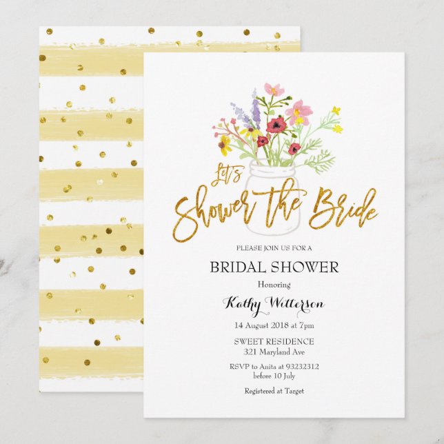 Invitación Boho Wildflower Bridal Shower (Anverso / Reverso)