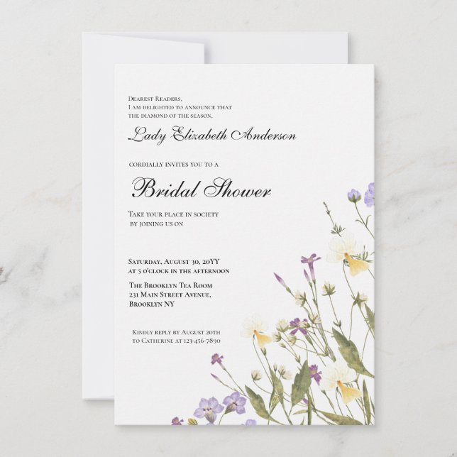 Invitación Boho Wildflower Bridal Shower (Anverso)
