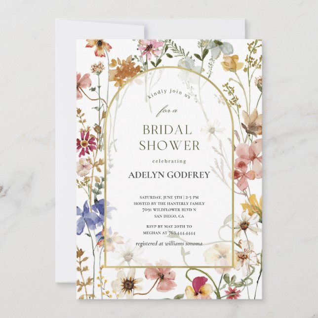 Invitación  Boho Wildflower Bridal Shower (Anverso)