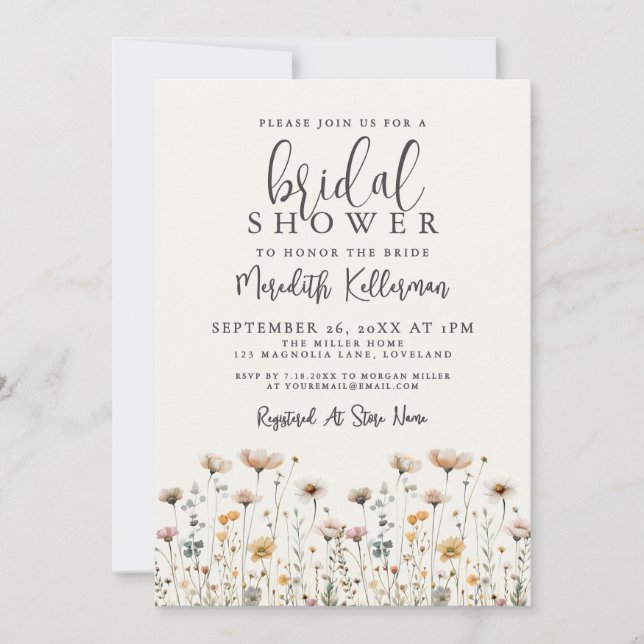 Invitación Boho Wildflower Bridal Shower (Anverso)