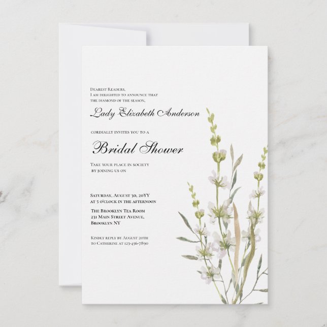 Invitación Boho Wildflower Bridal Shower (Anverso)
