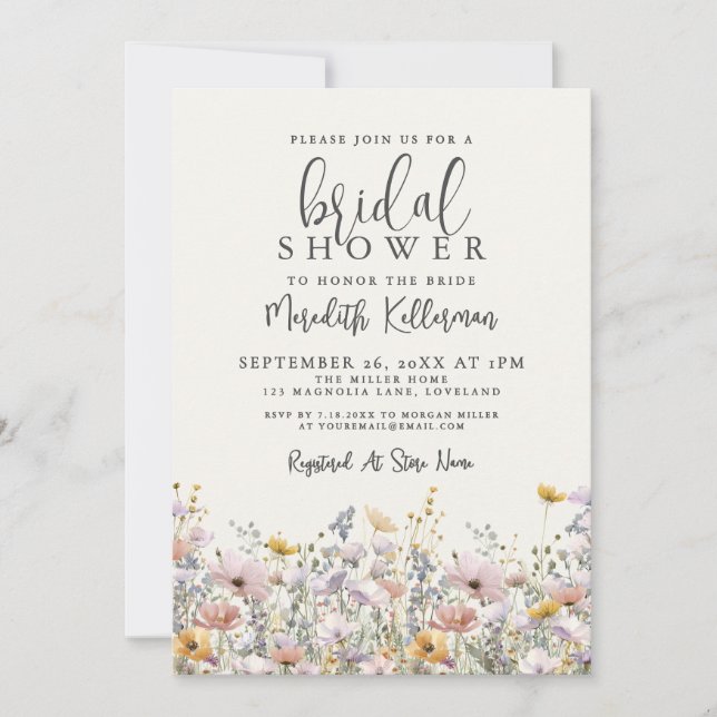 Invitación Boho Wildflower Bridal Shower (Anverso)