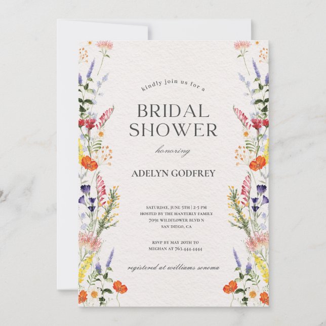 Invitación  Boho Wildflower Bridal Shower (Anverso)