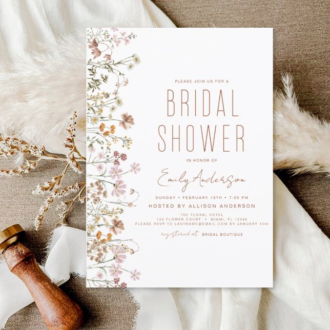 Invitación Boho Wildflower Bridal Shower Bloom Garden (Subido por el creador)