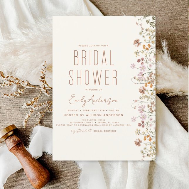 Invitación Boho Wildflower Bridal Shower Bloom Garden (Subido por el creador)