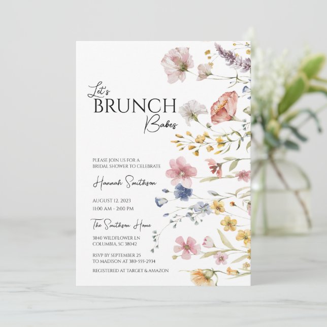 Invitación Boho Wildflower Bridal Shower Brunch (Anverso de pie)