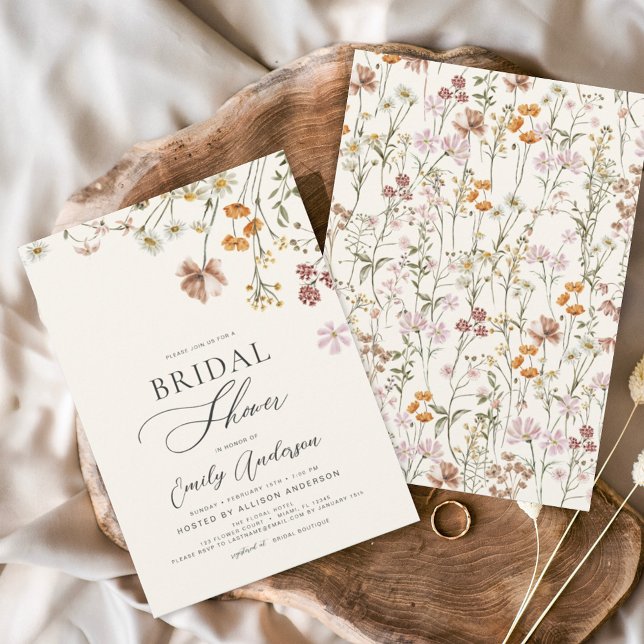 Invitación Boho Wildflower Bridal Shower Floral Jardín de flo (Subido por el creador)