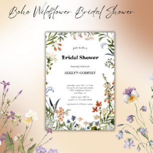 Invitación Boho Wildflower Bridal Shower minimal