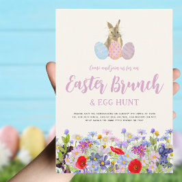 Invitación Boho Wildflower Bunny Easter Brunch and Egg Hunt