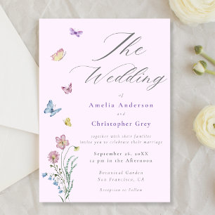 Invitación Boho Wildflower Butterfly Boda