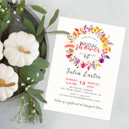 Invitación Boho Wildflower Caída Wreath Foliage Ducha de novi