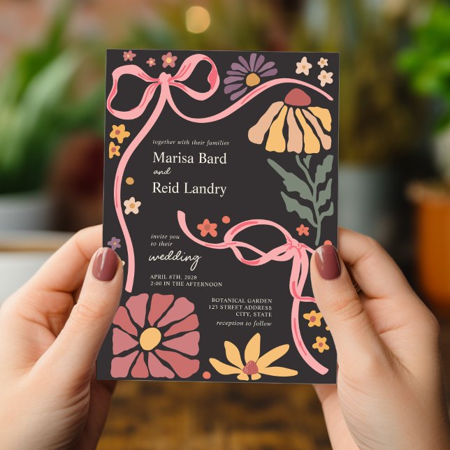 Invitación Boho Wildflower Coquette Dark Boda (Subido por el creador)