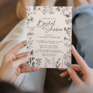 Invitación Boho Wildflower Ducha nupcial Botánica