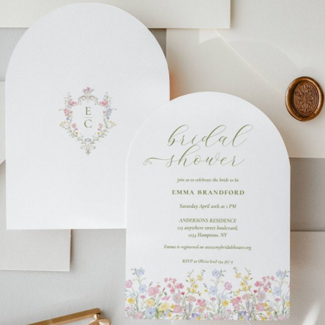 Invitación Boho Wildflower Elegant Bridal Shower  (Subido por el creador)
