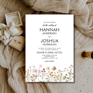 Invitación Boho Wildflower Elegant Garden Wedding