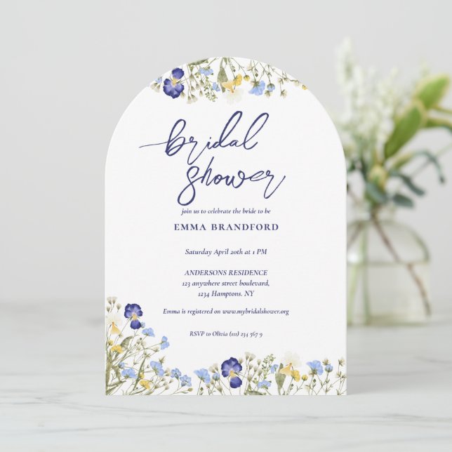 Invitación Boho Wildflower Elegante ducha de novia (Anverso de pie)