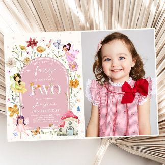 Invitación Boho Wildflower Fairy 2º Fiesta de cumpleaños foto