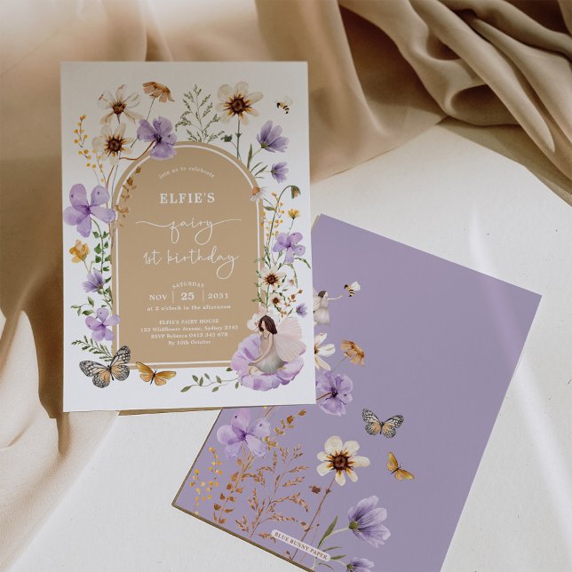 Invitación Boho Wildflower Fairy First Birday Garden Fiesta (Subido por el creador)