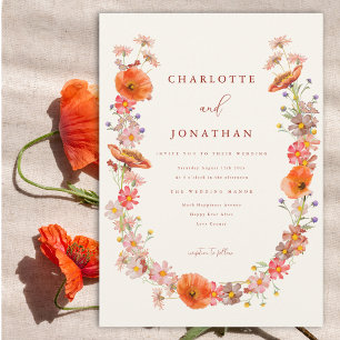 Invitación Boho Wildflower Fall Wedding
