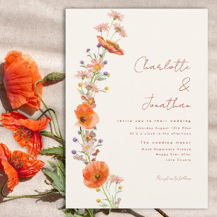 Invitación Boho Wildflower Fall Wedding