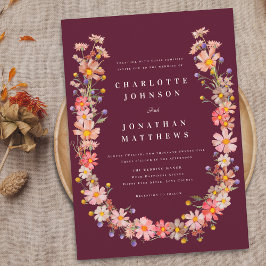 Invitación Boho Wildflower Fall Wedding