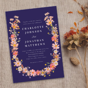 Invitación Boho Wildflower Fall Wedding